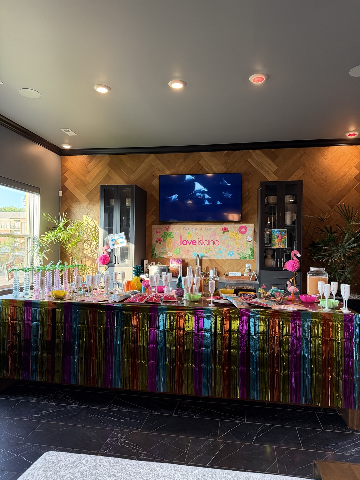 Colorful party refreshments and treat display