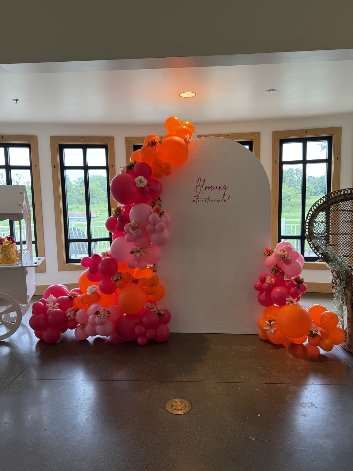 Pink and orange organic balloon backdrop