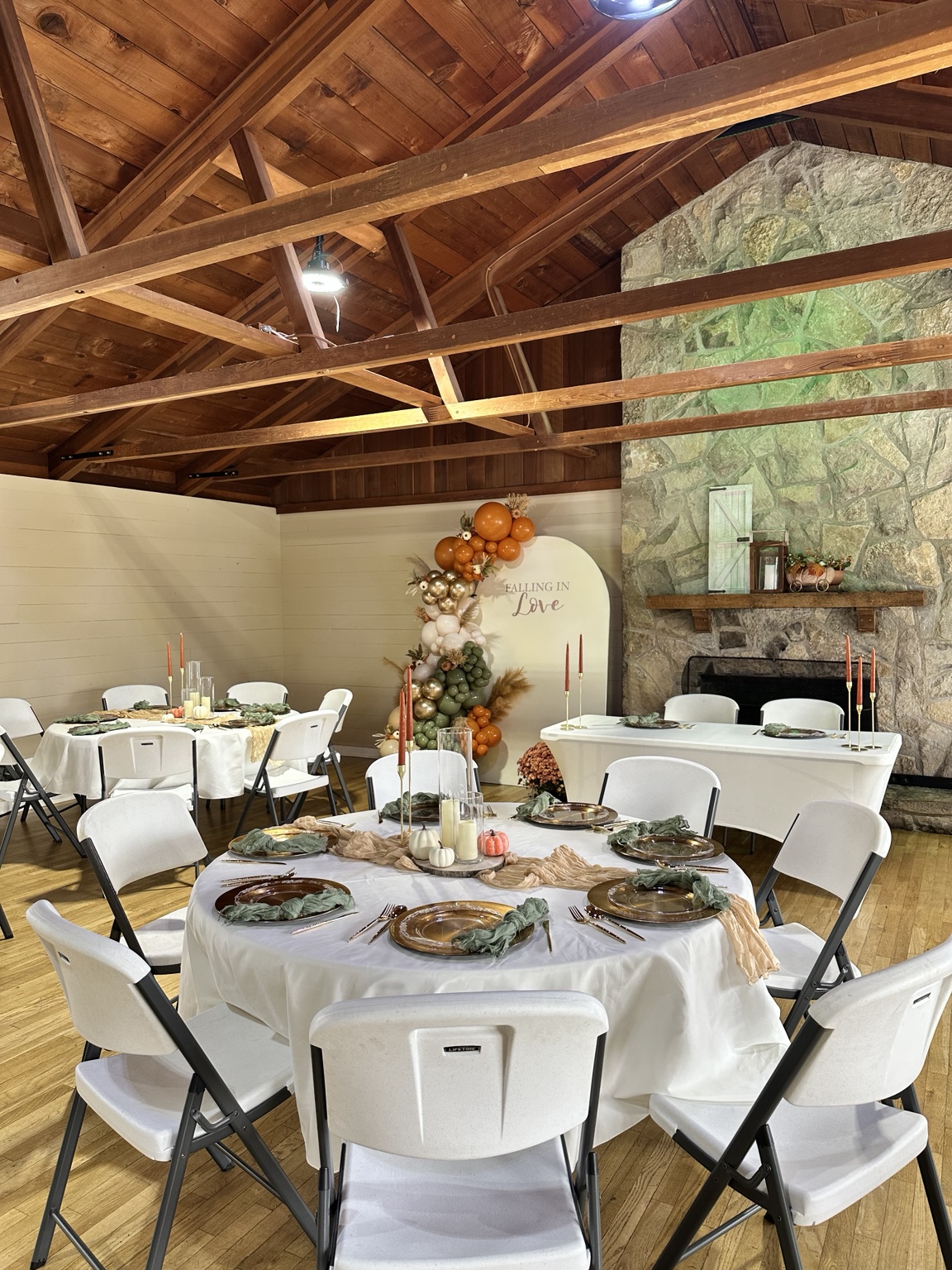 Styled tables at an autumn celebration